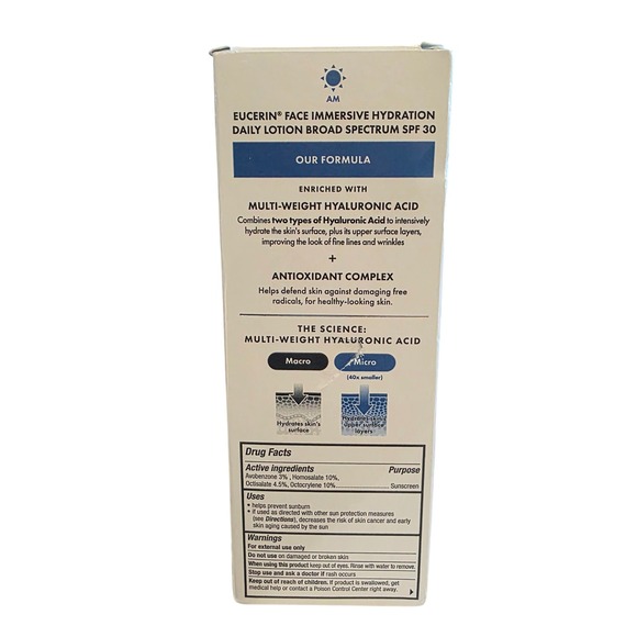 Eucerin Face Immersive Hydration Daily Lotion Broad Spectrum SPF 30 Sunscreen - Picture 3 of 5